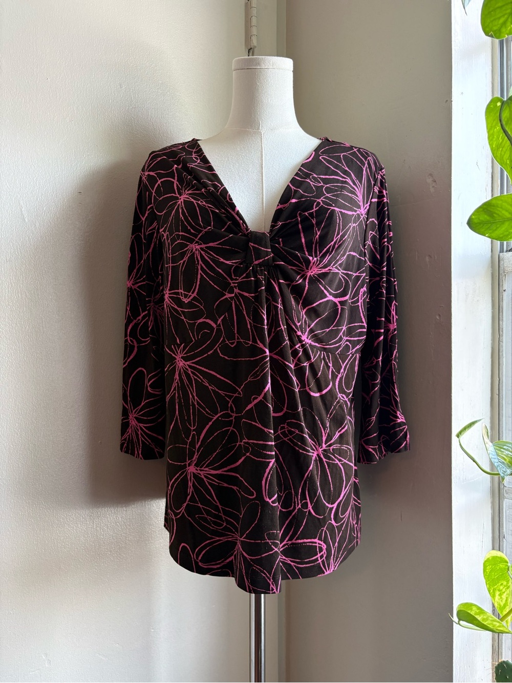 dress barn floral bell slit sleeve blouse